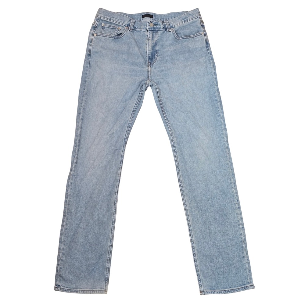 Uniqlo Jeans Mens 32x32 Light Wash Blue Straight Leg Stretch Denim 321-485679